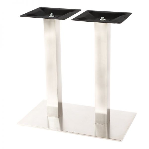 Zweisäuliges Tischgestell aus Edelstahl Bistrotisc fein gebürstet Tischgestell 